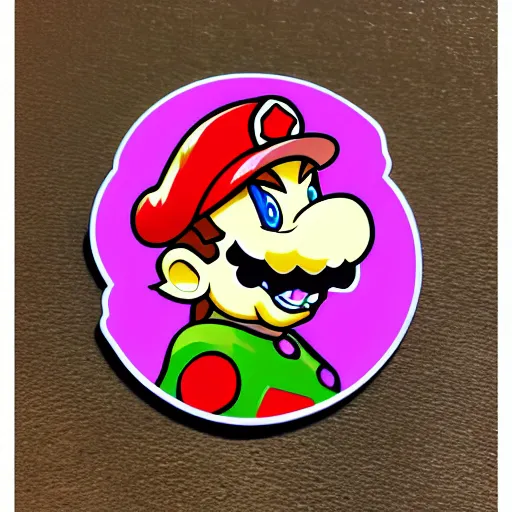 Image similar to die cut sticker, bowser is mario