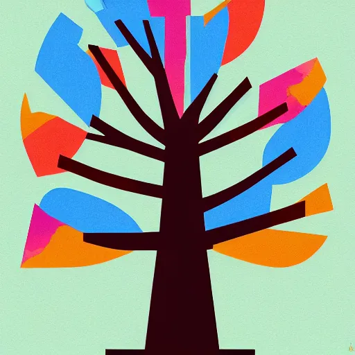 Prompt: baobab maple tree but minimalistic concept art by frank stella gilleard james, whalen tom, colorful, soft light, trending on artstation, minimalism