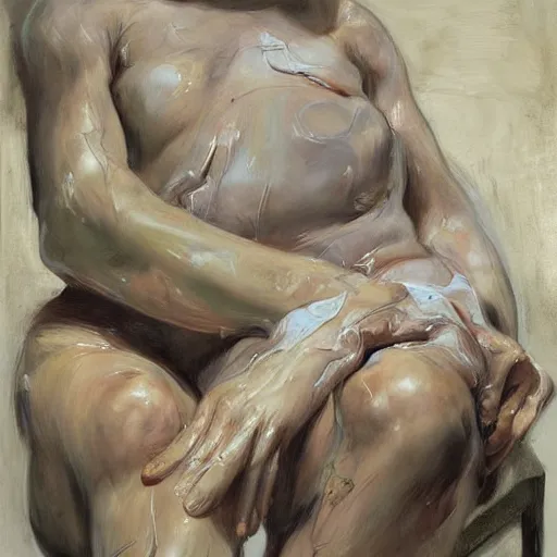Prompt: Cold to the touch painted by jenny saville