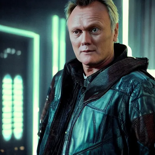 Image similar to Anthony Head as Cyberpunk Uther