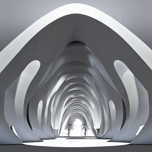 Prompt: mosque by zaha hadid fantasy world