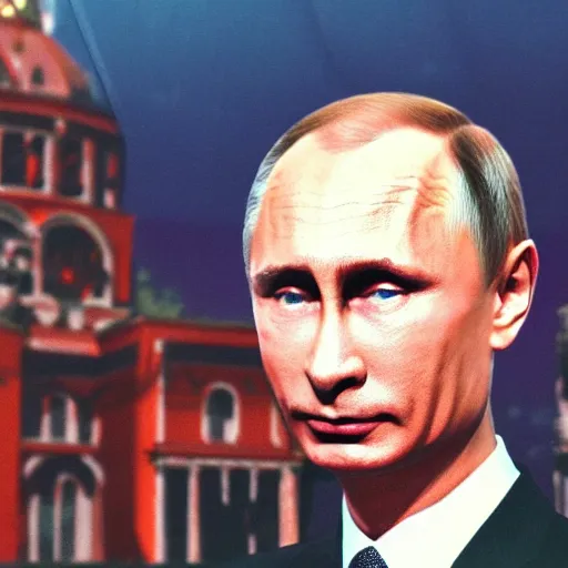 Prompt: vladimir putin. kitten ears. anime matte painting