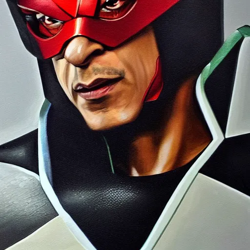 Prompt: a realistic painting by Raffaello Sanzi depicting the Shahrukh Khan in Kamen Rider suit in the Renaissance,smooth,Sharp focus, trending on Artstation.