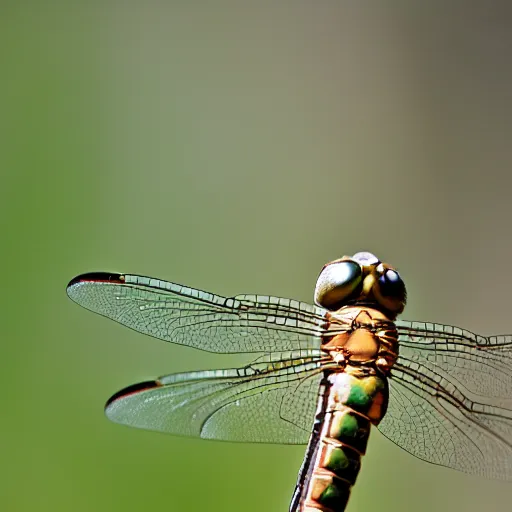 Image similar to photo of dragonfly on the head of a laughing turtle, 5 0 mm, beautiful photo