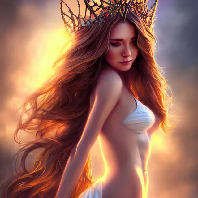 Image similar to fully body pose, beautiful adult fairy queen, highly detailed, 4 k, hdr, smooth, sharp focus, high resolution, award - winning photo, artgerm, photorealistic