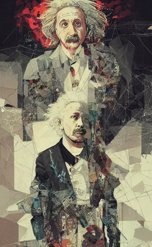 Image similar to einstein, eun emerging from renaissance italy into a cyberpunk mutiversal realm by conrad roset, nicola samuri, dino valls, m. w. kaluta, jakub rebelka, rule of thirds, seductive look, beautiful
