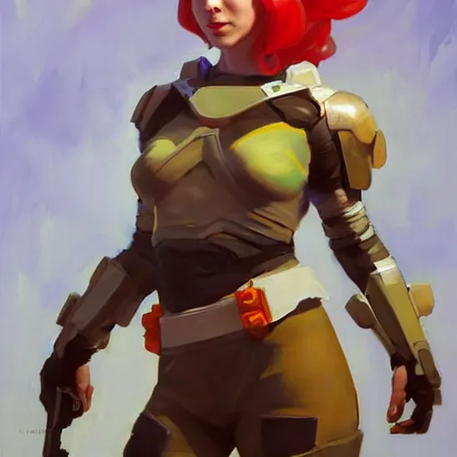 Image similar to greg manchess portrait painting of partially armored leeloo from the 5 th element as overwatch character, medium shot, asymmetrical, profile picture, organic painting, sunny day, matte painting, bold shapes, hard edges, street art, trending on artstation, by huang guangjian, gil elvgren, ruan jia, randy vargas, greg rutkowski