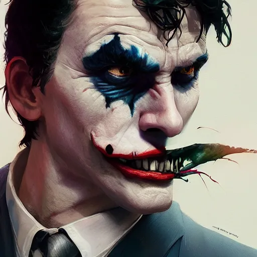 Image similar to highly detailed portrait joker bruce wayne gta v, stephen bliss, unreal engine, fantasy art by greg rutkowski, loish, rhads, ferdinand knab, makoto shinkai and lois van baarle, ilya kuvshinov, rossdraws, tom bagshaw, global illumination, radiant light, detailed and intricate environment