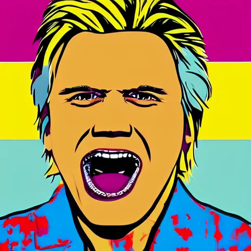 Image similar to pop art gary busey illustration by andy warhol