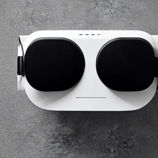 Prompt: photo of a very flat virtual reality headset by jonathan ive dieter rams