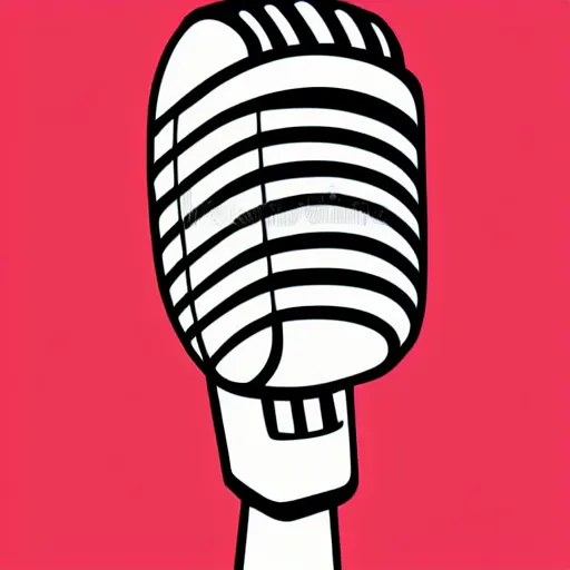 Image similar to iconic vector logo illustration of a microphone line art, bold