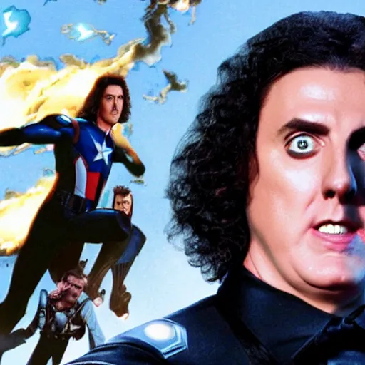 Image similar to weird al in the avengers