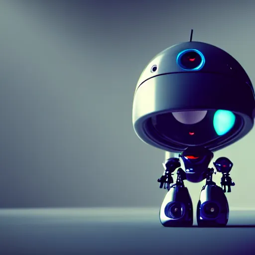 Image similar to a cute little robot sit in a big bottle. super realistic 8 k render of a dark hooded powerful elegant, cinematic composition