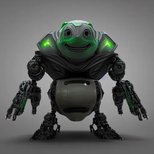 Image similar to A robot turtle, 3d render, unreal engine, 8k render, uncropped, from a slight distance, 30mm lens, full-view, complete body