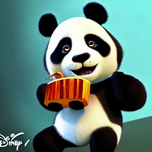 Image similar to a cartoon panda, Disney, digital art, highly detailed, award winning, concept art, intricate, sharp focus, masterpiece, Trending on Artstation HQ, unreal engine 5, 4K UHD image