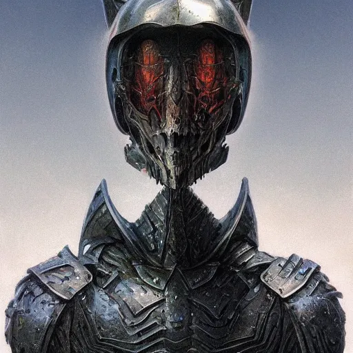 Prompt: bones armor, anthropomorphic shiba inu face visible metal bone helm, stuning 3 d render, masterpiece, glowing black aura, foggy dark, by donato giancola and greg rutkowski and wayne barlow and zdzisław beksinski, realistic face