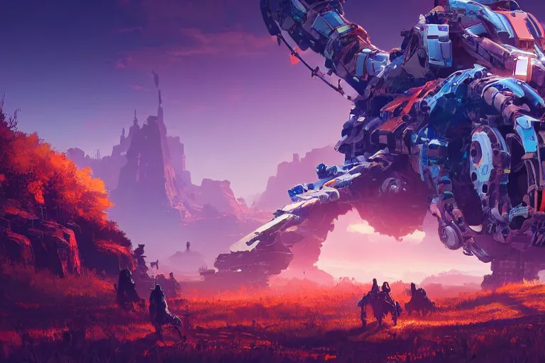 Image similar to rollerback machine mecanical creature robot of horizon forbidden west horizon zero dawn radiating a glowing aura global illumination ray tracing hdr fanart arstation by ian pesty and alena aenami artworks in 4 k