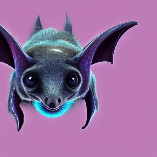 Image similar to a very cute galactic fruit bat, pastel colours, digital art, extremely realistic and detailed 4k