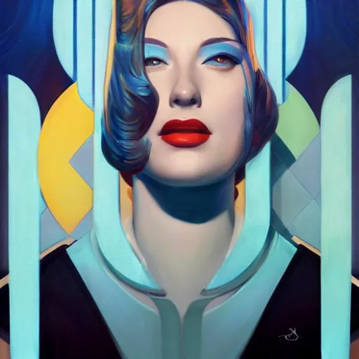 Prompt: an art deco painting by Magali Villeneuve, trending on cgsociety