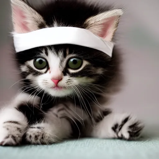 Image similar to cute kitten wearing a bride veil and tennis shoes