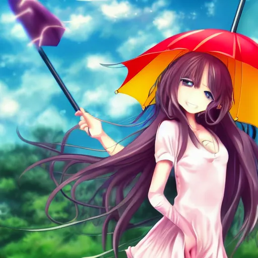 Image similar to Anime girl with magical umbrella mobile wallpaper