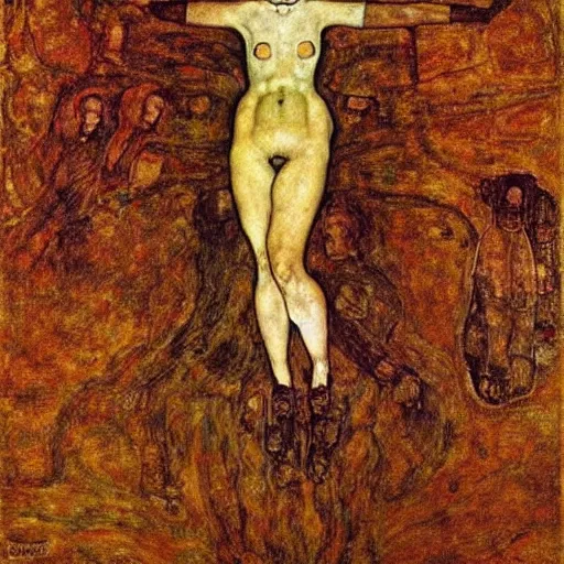 Image similar to goddess of transcendential consciousness, egon schiele, gustav klimt