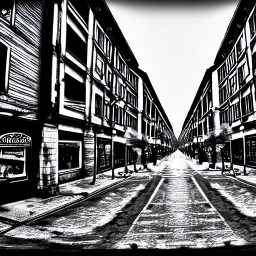 Image similar to black and white photo of street city, deep dream