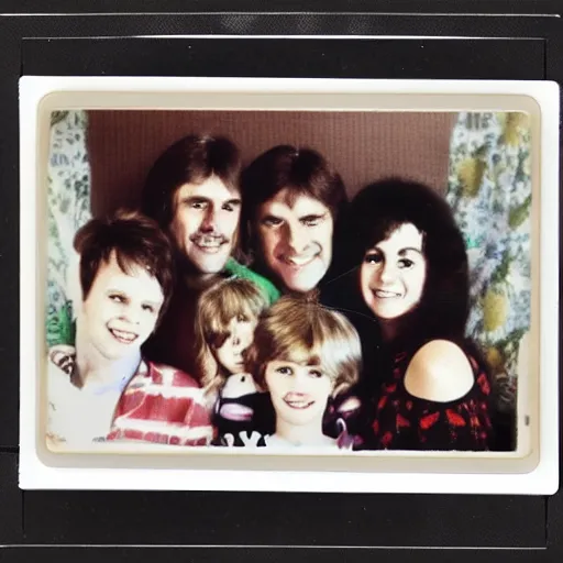 Image similar to awkward 1 9 8 0 s family photo, photorealistic, polaroid