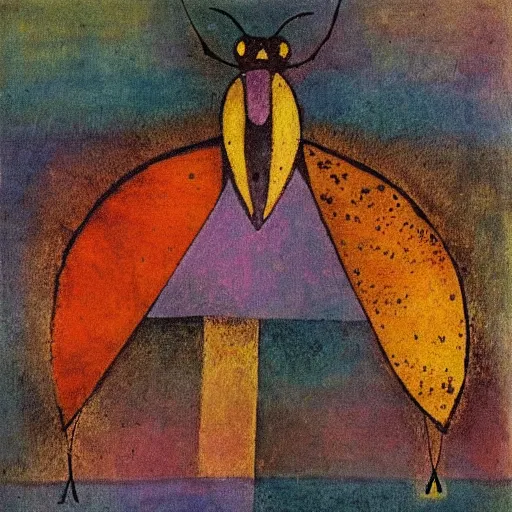 Image similar to a painting of a moth by paul klee, intricate detail