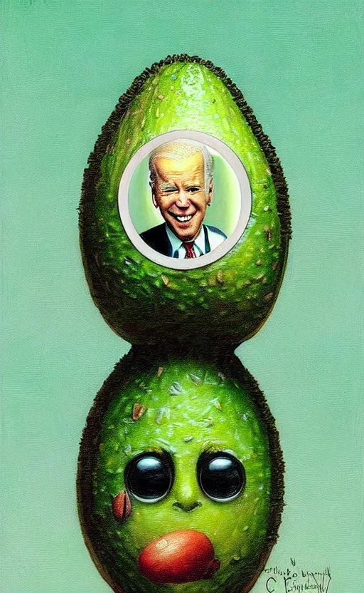 Prompt: joe biden as a avocado painting by chiara bautista, beksinski and norman rockwell and greg rutkowski weta studio, and lucasfilm