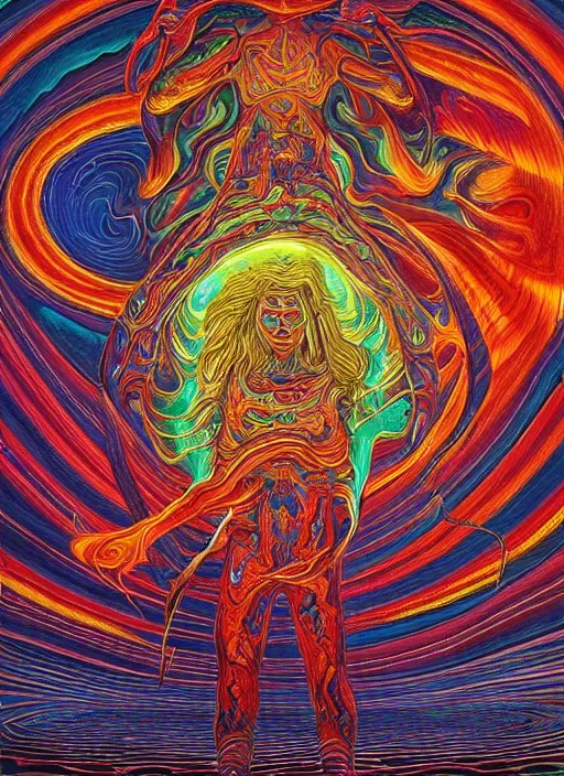 Image similar to incredible ultra dimensional psychedelic experience time, while tripping on dmt, energy waves, trippy melting eyes, overwhelming psychosis of self - realization and burning awakening, masterpiece composition, by barclay shaw, louis dyer, pablo amaringo