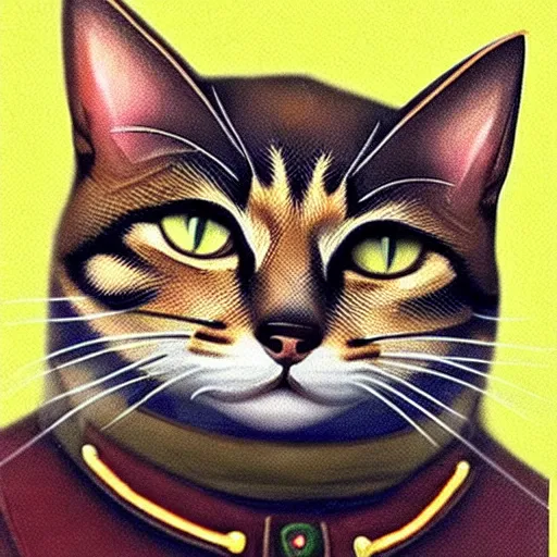 Prompt: soviet cat using soviet clothes photorealistic