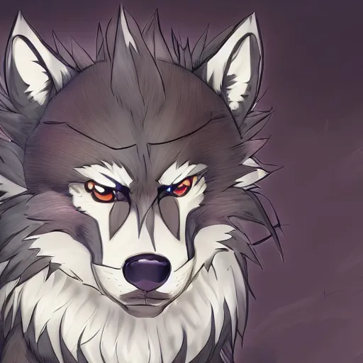 Image similar to key anime visual portrait of an anthropomorphic male wolf furry fursona, handsome eyes, official anime concept anime art