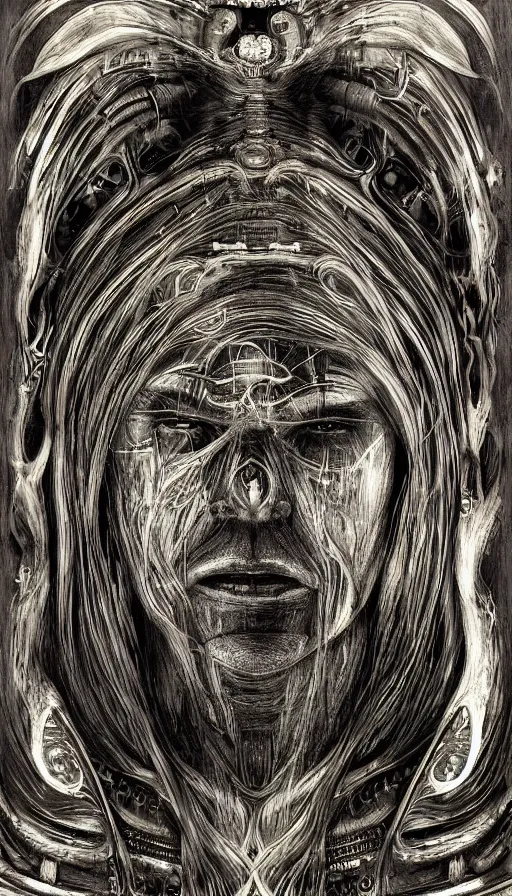 Image similar to portrait of a digital shaman, by hr giger