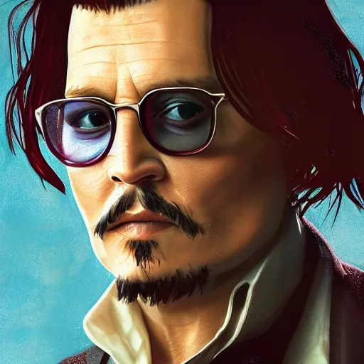 Image similar to Photorealistic Johnny Depp drinking a mega pint of wine, Hyperdetailed, 108 Megapixels, Artstation concept art