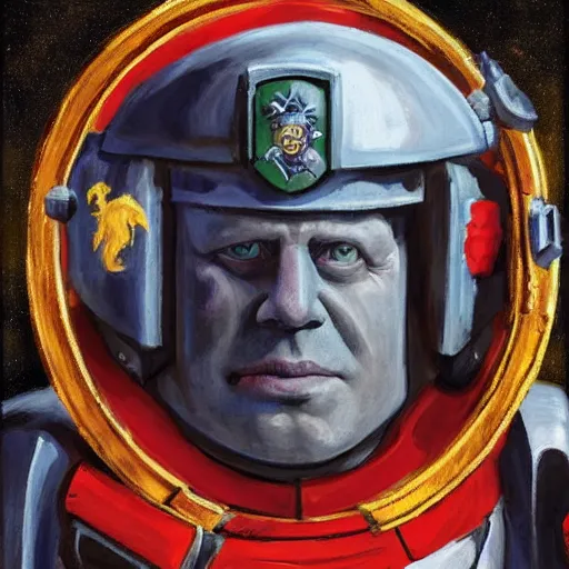Image similar to boris johnson as a space marine, portrait
