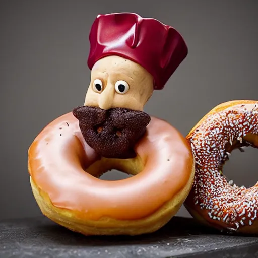 Image similar to donut man from the beautiful'food art collection masterpieces ', dslr