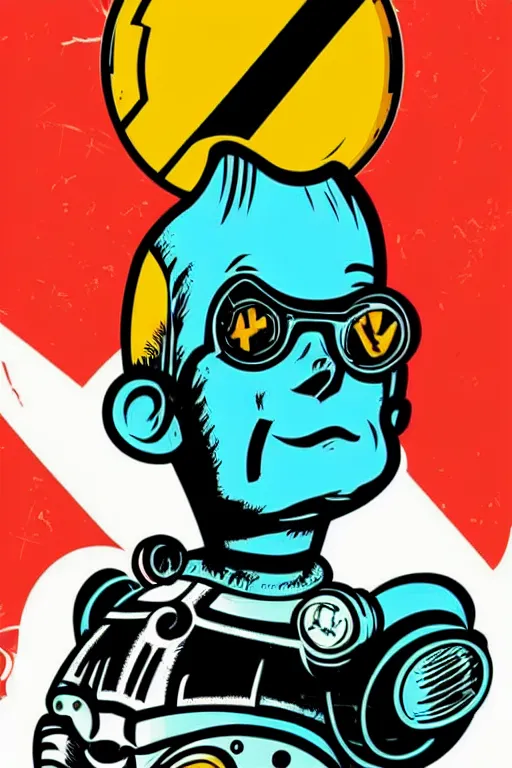 Image similar to fallout 7 6 retro futurist illustration art by butcher billy, sticker, colorful, illustration, highly detailed, simple, smooth and clean vector curves, no jagged lines, vector art, smooth andy warhol style