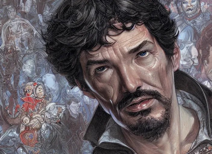 Image similar to a highly detailed dead portrait of stephen strange, james gurney, james jean