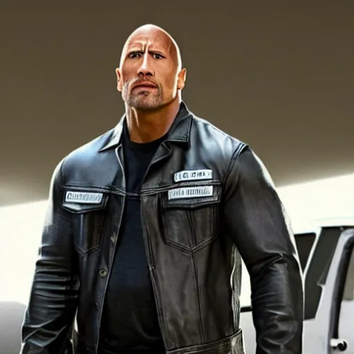 Image similar to dwayne johnson in sons of anarchy 4 k detailed