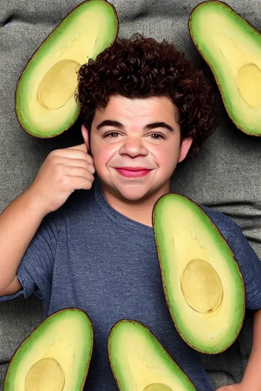 Image similar to 📷 gaten matarazzo face is an avocado seed 🥑, made of food, head portrait, dynamic lighting, 4 k