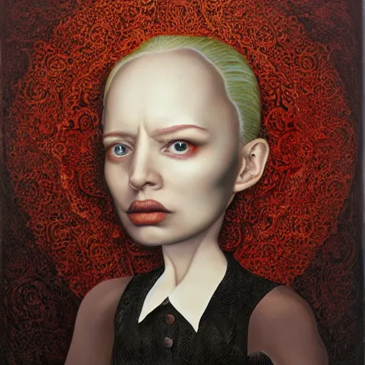 Prompt: painting entitled foriegner by reyna rochin, ignacio fernandez rios, mark ryden, van herpen