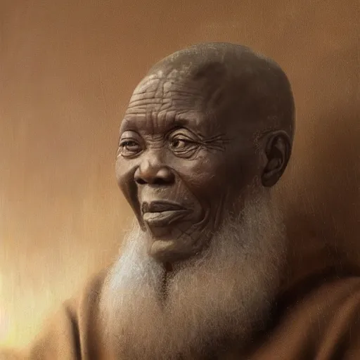 Prompt: a painting of a wise elder from Kenya by Leonardo da Vinci . dramatic angle, ethereal lights, details, smooth, sharp focus, illustration, realistic, cinematic, artstation, award winning, rgb , unreal engine, octane render, cinematic light, macro, depth of field, blur, red light and clouds from the back, highly detailed epic cinematic concept art CG render made in Maya, Blender and Photoshop, octane render, excellent composition, dynamic dramatic cinematic lighting, aesthetic, very inspirational, arthouse.