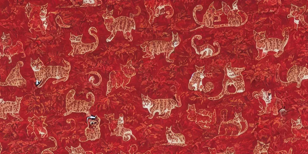 Image similar to tapestry red cat