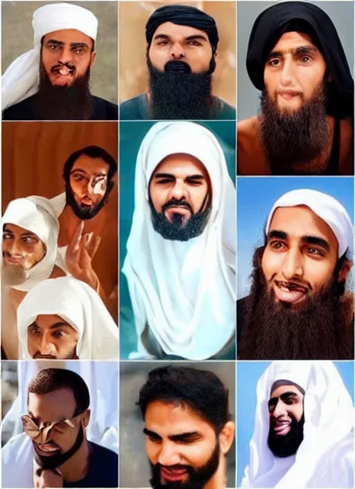 Image similar to the prophet mohammed instagram thirst trap photo shoot, perfect faces