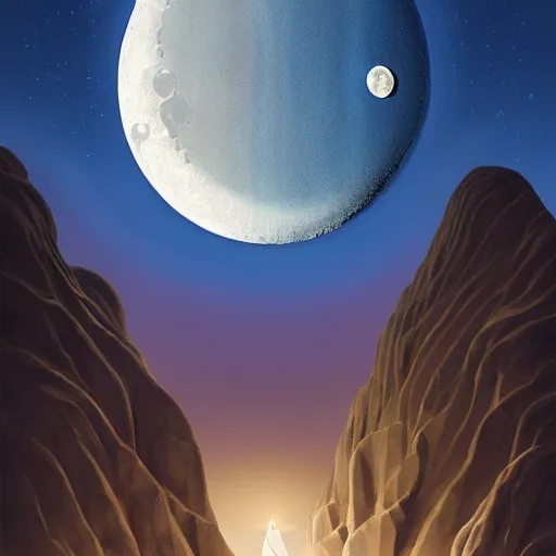 Image similar to midnight dunes of Arabia, the moon hanging in a starry sky, artstation, felix Kelly, Darrell K Sweet, digital art, concept art, d and d art