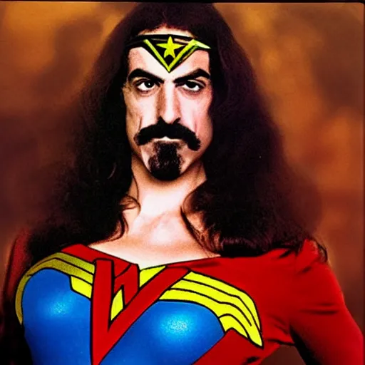 Prompt: Frank Zappa as Wonder Woman