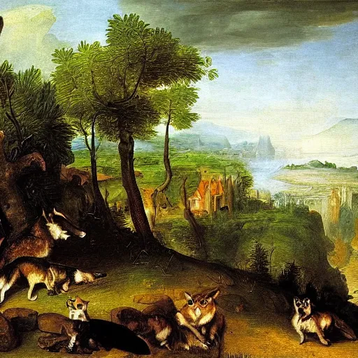 Prompt: A portrait of a wolf, by Jan Brueghel the Elder, Thomas Cole, and Carl Friedrich Deiker