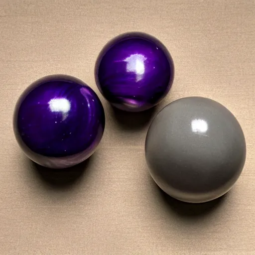 Prompt: charoite spheres on a red cube