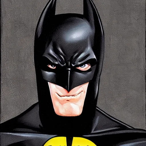 Image similar to kevin conroy dressed as batman , highly detailed illustration, portrait painting by Norman Rockwell